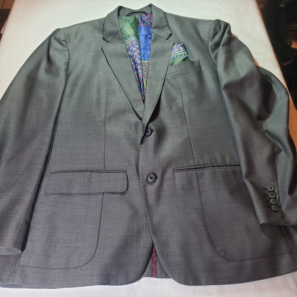 Robert Graham Mens Suit Jacket 44R Gray Blazer Sport Coat